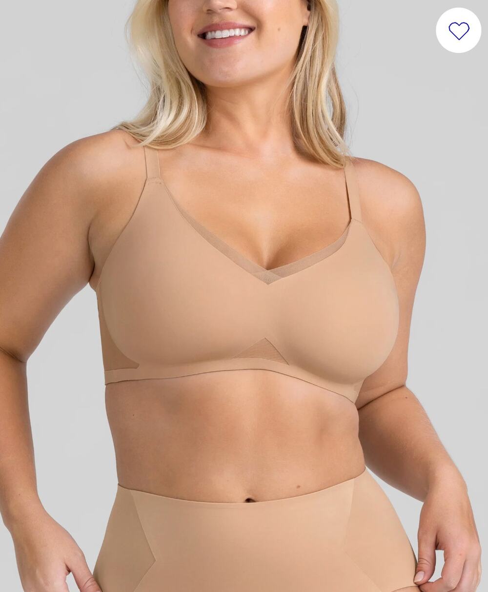 Honeylove Crossover Mesh Wireless Bra Sand/Beige Size 2X NWT
